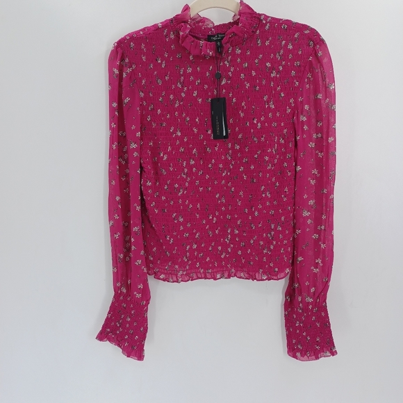 RAG & BONE Kayden Sheer Smocked Blouse - Picture 2 of 9